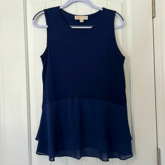 MICHAEL Michael Kors, Large , navy blue, sleeveless, top, cotton, tiered, - Picture 1 of 9